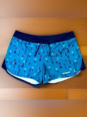 PATAGONIA Lined Nine Trails Shorts Women's S Teal Athletic Stretch